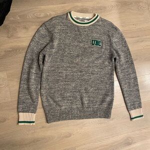 UBC Men's Gray Crewneck Sweater with Green and Cream Accents